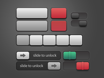 iOS user interface buttons green ios ipad iphone kit slider smooth switch ui unlock vector