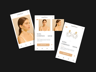 - The Golden Fleece - Nova Earrings app brand design earrings gold interface jewelery jewelry logo mobile multi brand pearls product ui ux