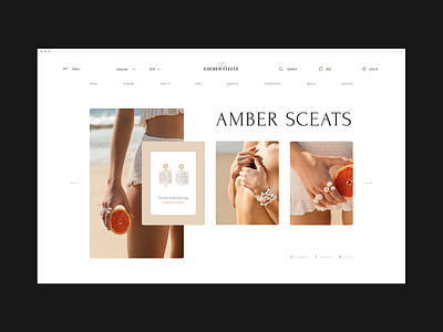 The Golden Fleece - Full project now on Behance ✨ bracelets brand branding clean collection desktop gems gold jewelry multibrand pearls product rings screen summer tan ui ux web website