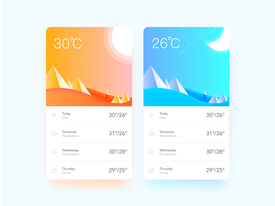 weather app clouds concept day flat illustration moon mountain night ui ux weather