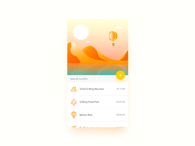 Itinerary app clouds concept flat illustration itinerary minimal mountain sky sunshine travel weather