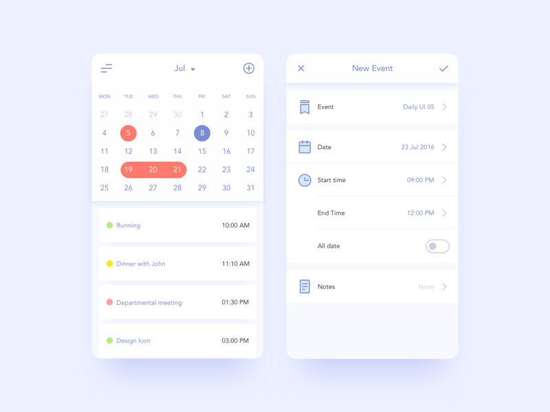 Calendar by Alucard on Dribbble