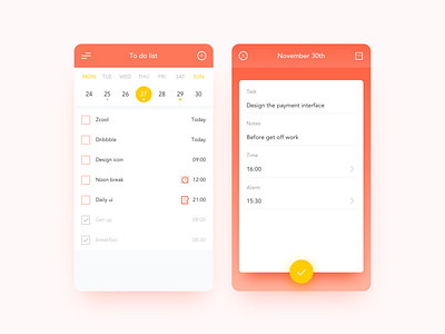 To-Do List app calendar dailyui icon interface list to do ui ux