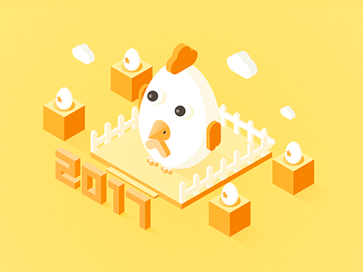 Happy New Year 2017 2017 chicken dailyui egg illustration isometric ui ux