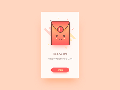 Happy Valentine's Day app dailyui envelope illustration interface mobile red ui ux