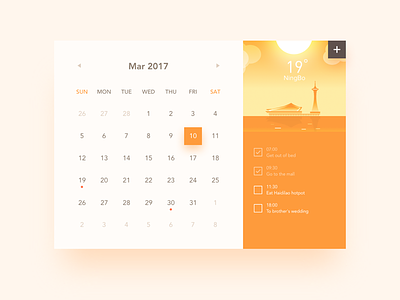 Calendar Widget app calendar daily ui ux widget