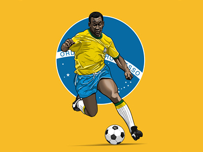 Pele brazil digital football illustration painting pele soccer sport