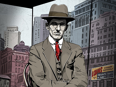 Prohibition boardwalk empire gangster illustration mobster portrait
