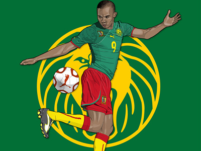 Eto'o digital football illustration painting puma soccer sport