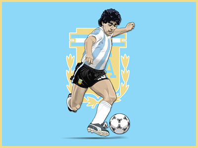 Maradona argentina digital football illustration legend painting soccer sport