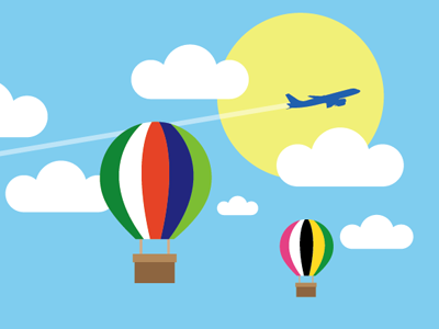 Baloons baloons illustration plane sky sun vector