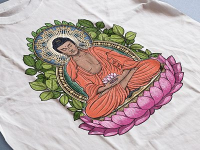 Cohort T-shirt (Buddha) buddha drawing drawing ink fashion illustration ink ink drawing painting t shirt