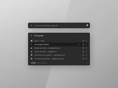 Shortcut assistant - dark UI app assist assistant assistant app cut darkmode design desktop key keys minimal short shortcut shortcuts spot spotlight style ui ux