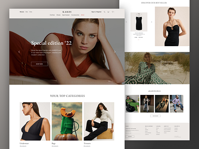 KARDI - Fashion Store Website branding clothes clothing fashion fashionstore store ui uiux ux webdesign