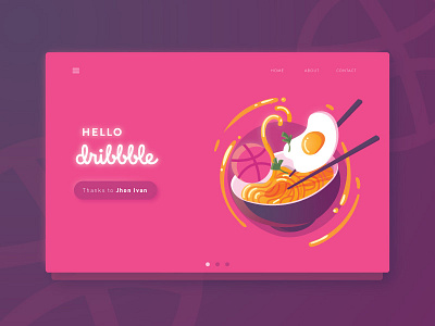 Hello Dribble colorful food illustration noodle ramen vibrant web