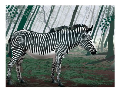 Zebra in the Green Forest