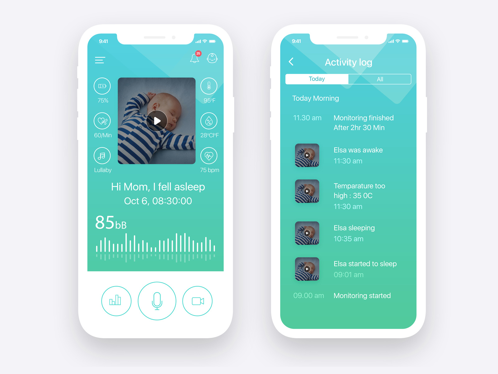 Baby monitor App by Mahesh MV on Dribbble