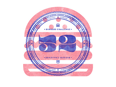 52 Burgers Challenge burger illustration logo stamp typography