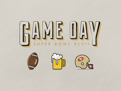 Super Bowl XLVII 49ers football illustration retro superbowl