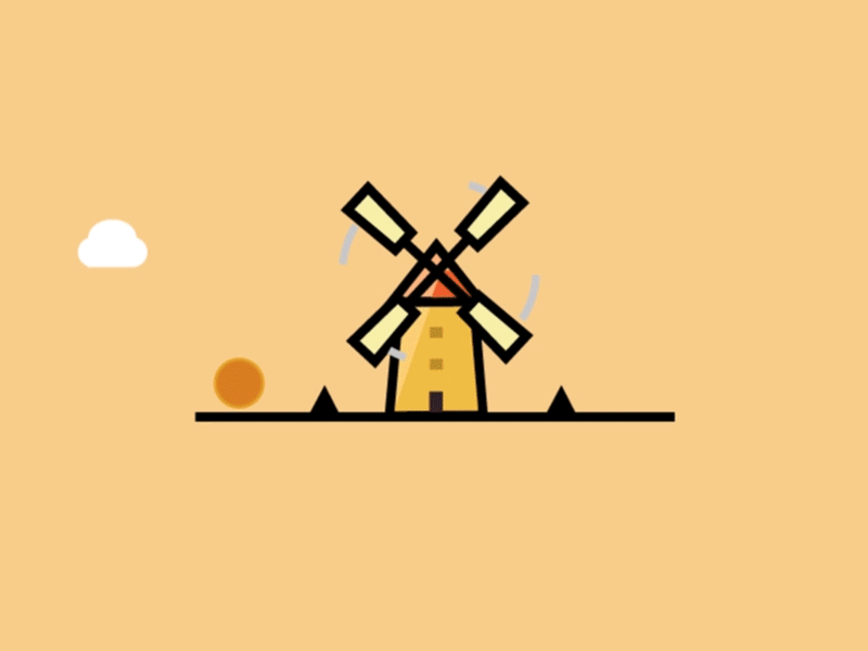 Wind mill aftereffect clipart design icon illustration night vector windmill