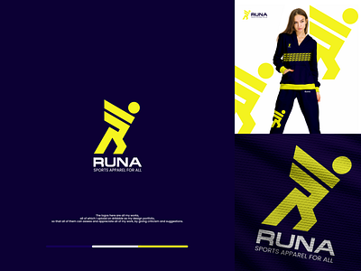 RUNA Sports Apparel affinity designer apparel branding design flat graphic design logo logo design logo maker minimalist runa sport sports sports equipment sportswear vector