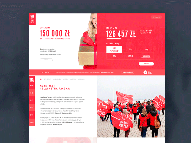 #15latpaczki charity crowdfunding help red simple slzachetna paczka web