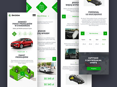 SKODA Service Package Campaign car industry mobile sale simple ui ux web website