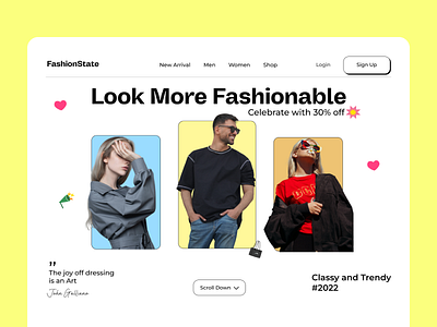 Website : Fashion Landing Page animation app app design branding design fashion figma graphic design illustration logo ui vector web design