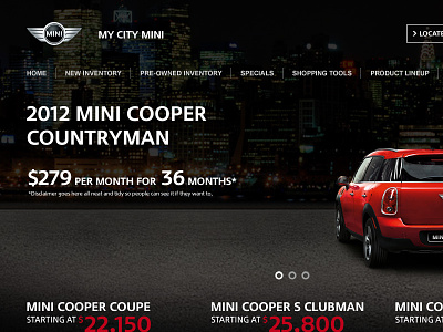 MINI Website Concept V2 auto dealer car dealer cars mini web design website