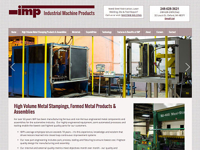Industrial Machine Products - Web Design industrial web design