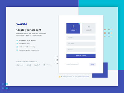 Onboarding page