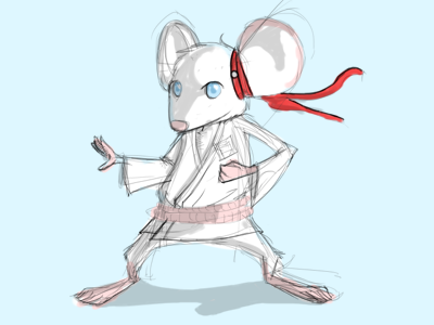 Mouse character chop doodle fight fighting fighting stance judo judo chop karate leonbolwerk mouse portfolio sketch stance