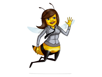 Bee a lady bee character illustration lady leonbolwerk portfolio sketch