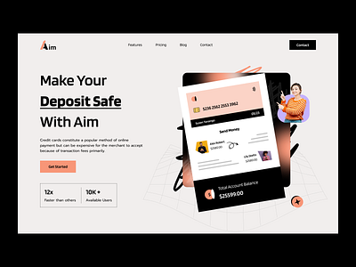 Finance Landing Page app banner branding digital bank finance website fintech graphic design illustration minimal design online bank startup ui uiux webdesign