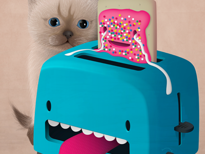 Pop Tart cat character design colourful happy illustration mrbiscuit nyan pop tart toaster