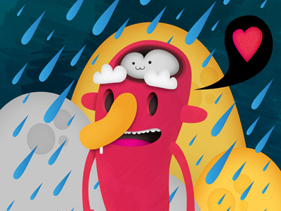 Rain Man blue character design colourful heart illustration mrbiscuit rain red yellow