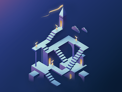 Castle building castle illustration isometric monument psd valley