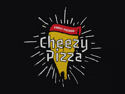 Cheezy Pizza branding food hand drawn pizza logo pizzeria