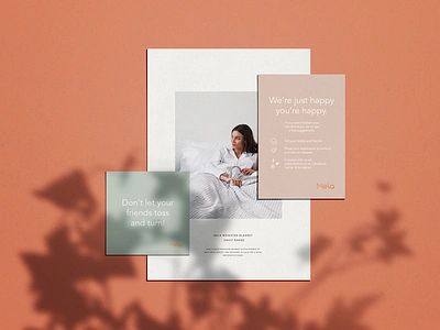 Mela weighted blankets branding blanket branding brochure catalog design inserts logo stationery stationery design thank you card