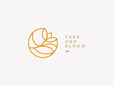 Park and Bloom logo elegant feminine floral flower leaf orange organic rose