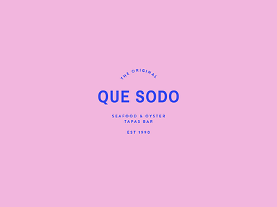 Que Sodo blue logo minimal pink restaurant seafood tapas text typo typography