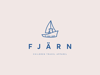 Fjärn - logo for a children travel apparel brand adventure backpack bear boat children fashion logo minimal sail travel