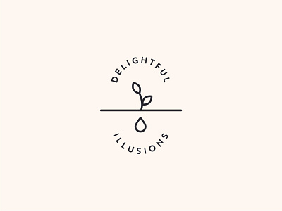 Delightful illusions logo design design drop flower icon leaf leaves logo minimal plant simple