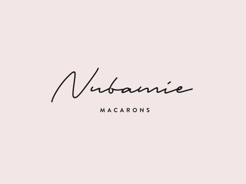 Nubamie macarons logo animation 2d animation food handwritten macarons motion signature text type typography