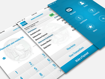 American Express Mobile App american express amex app blue credit credit card finance iphone menu minimal mobile