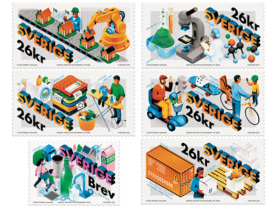 Stamps for Postnord design illustration texture vector vectorart