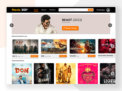 Ticket booking portal beast branding graphic design landing page movie booking scroll services ticket booking ui