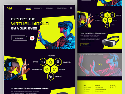 VIRTUAL REALITY - Landing Page branding buy now contact us demo video landing page services ui virtual reality virtual reality headset web design web site
