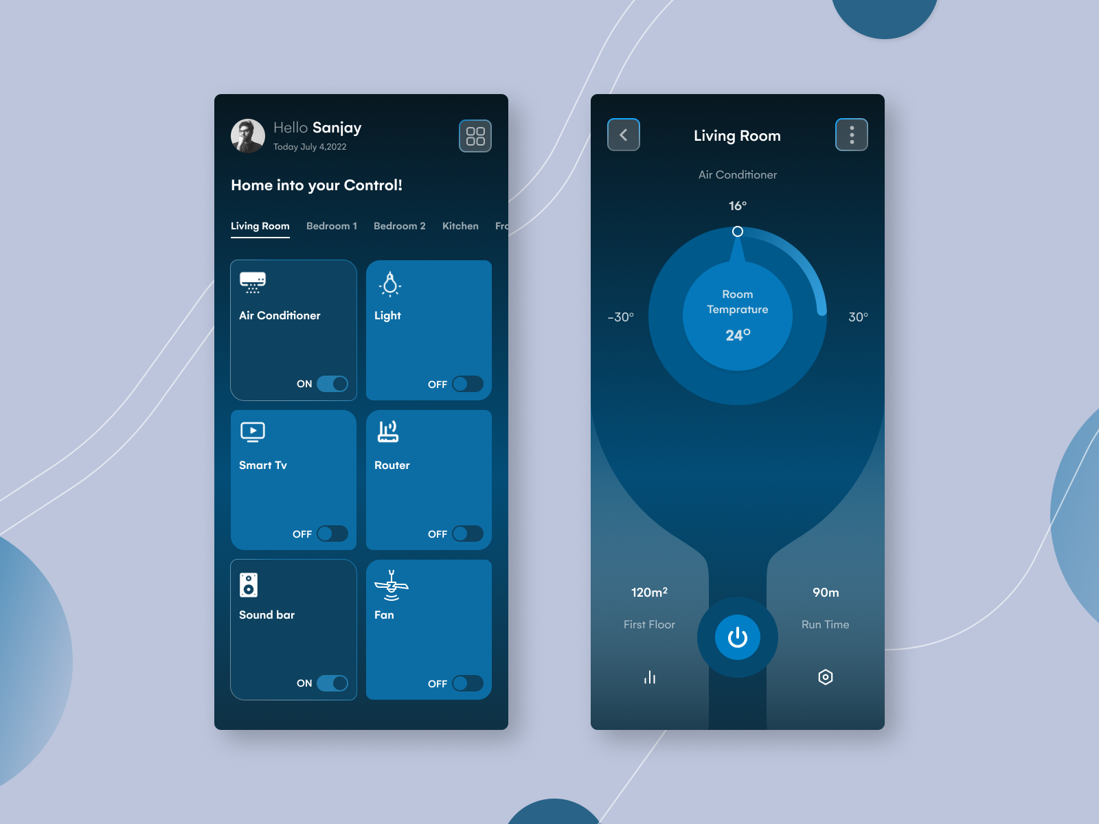 Smart Home Control App by Sanjay Sriram on Dribbble