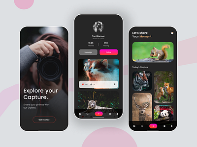 Photography Mobile App appliaction branding design illustration logo market mobile photo photography services tracking ui ux vector